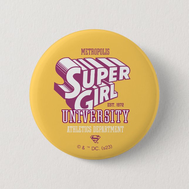 Macaron Rond 5 Cm Supergirl Metropolis University Athletics Départem (Devant)