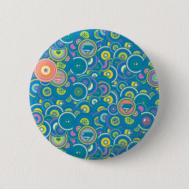 Macaron Rond 5 Cm Supergirl Motif bleu cercle (Devant)