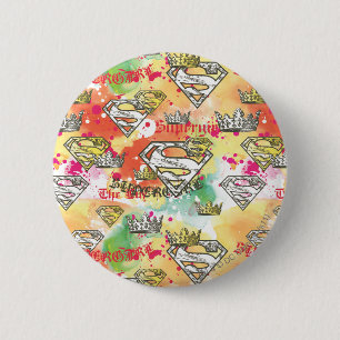 Macaron Rond 5 Cm Supergirl Motif de la Couronne