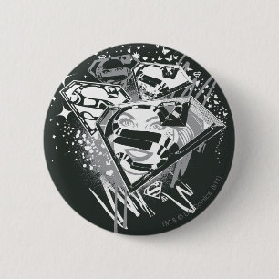 Macaron Rond 5 Cm Supergirl noir et blanc