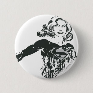 Macaron Rond 5 Cm Supergirl noir et blanc dessin 1