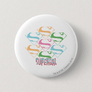 Macaron Rond 5 Cm Supergirl Pastel Logo Collage