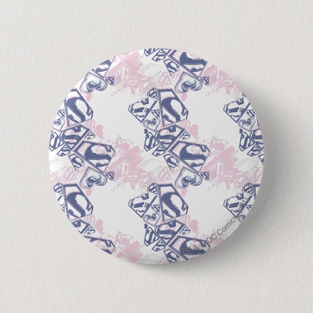 Macaron Rond 5 Cm Supergirl Pink and Purple Pattern (Devant)