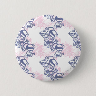 Macaron Rond 5 Cm Supergirl Pink and Purple Pattern