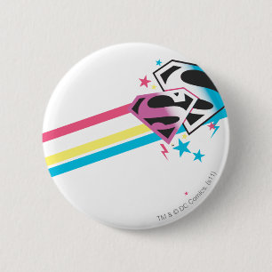 Macaron Rond 5 Cm Supergirl Rainbow Stripes