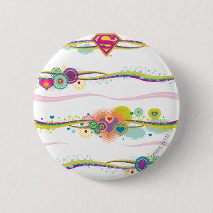 Macaron Rond 5 Cm Supergirl Retro Rainbow