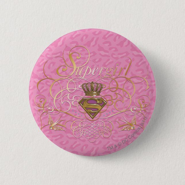 Macaron Rond 5 Cm Supergirl rose (Devant)