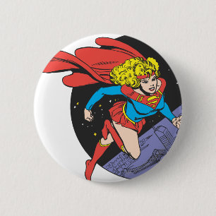 Macaron Rond 5 Cm Supergirl saute dans l'espace