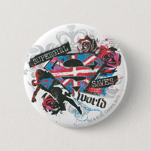 Macaron Rond 5 Cm Supergirl sauve le monde