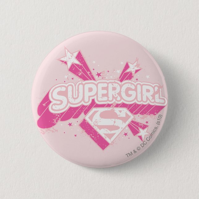 Macaron Rond 5 Cm Supergirl Stars et Logo (Devant)