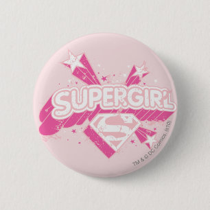 Macaron Rond 5 Cm Supergirl Stars et Logo