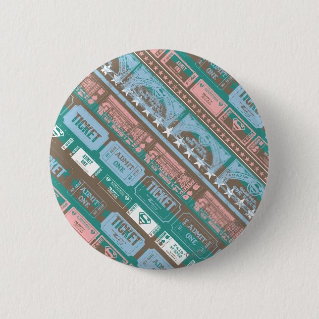 Macaron Rond 5 Cm Supergirl Ticket Motif Bleu (Devant)