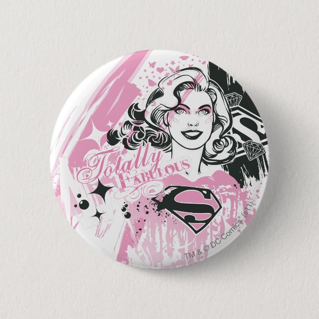 Macaron Rond 5 Cm Supergirl Totalement Fabuleux (Devant)