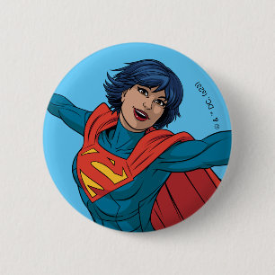 Macaron Rond 5 Cm Supergirl volant en costume bleu