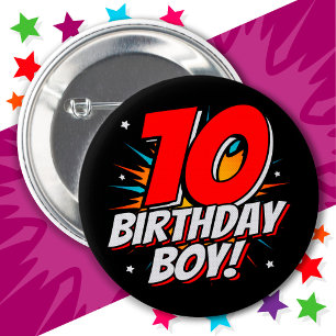 Macaron Rond 5 Cm Superhero 10 ans Anniversaire Garçon 10e Anniversa