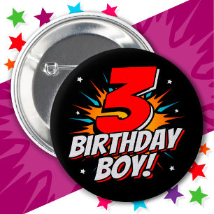 Macaron Rond 5 Cm Superhero 3 ans Anniversaire Garçon 3e Anniversair
