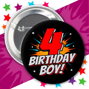 Macaron Rond 5 Cm Superhero 4 ans Anniversaire Garçon 4e Anniversair