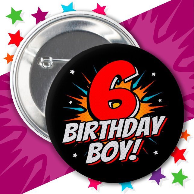 Macaron Rond 5 Cm Superhero 6 ans Anniversaire Garçon 6e Anniversair (Créateur téléchargé)