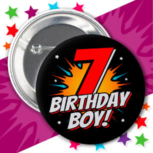 Macaron Rond 5 Cm Superhero 7 ans Anniversaire Garçon 7e Anniversair