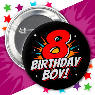 Macaron Rond 5 Cm Superhero 8 ans Anniversaire Garçon 8e Anniversair