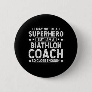 Macaron Rond 5 Cm Superhero entraîneur de biathlon amusant entraîneu