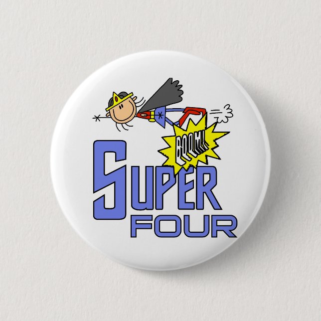 Macaron Rond 5 Cm Superhero Girl 4th Birthday Tshirts et cadeaux (Devant)