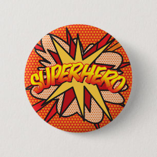 Macaron Rond 5 Cm SUPERHÉROS de l'art pop de la bande dessinée