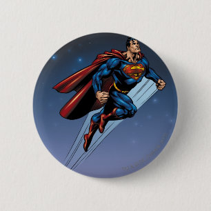 Macaron Rond 5 Cm Superman against the night sky