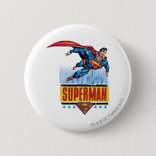 Macaron Rond 5 Cm Superman avec le paysage urbain