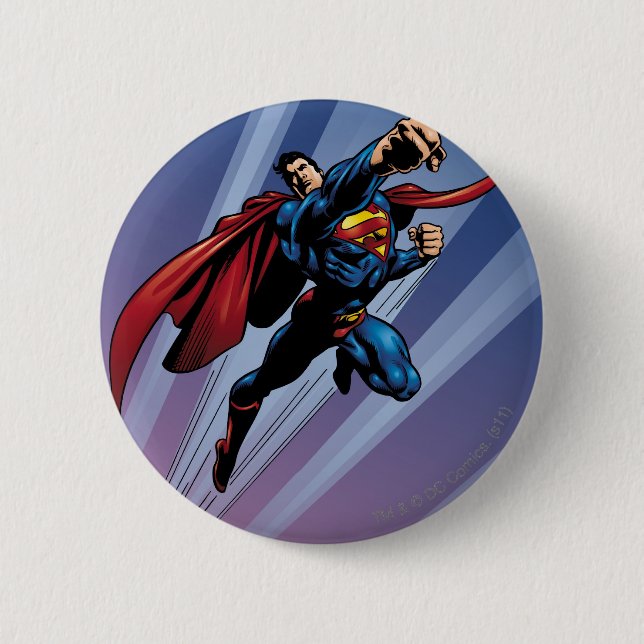 Macaron Rond 5 Cm Superman avec stries légères (Devant)