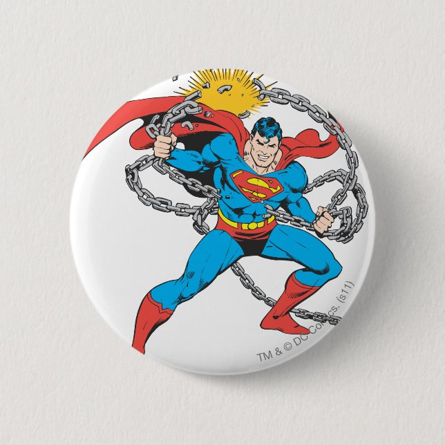 Macaron Rond 5 Cm Superman casse les chaînes 3 (Devant)