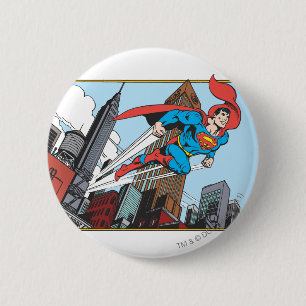 Macaron Rond 5 Cm Superman et gratte-ciels