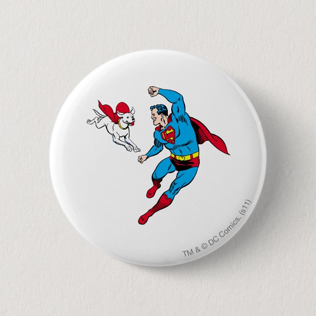 Macaron Rond 5 Cm Superman et Krypto 2 (Devant)