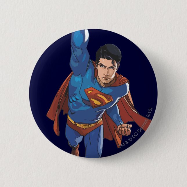 Macaron Rond 5 Cm Superman Flying Forward (Devant)