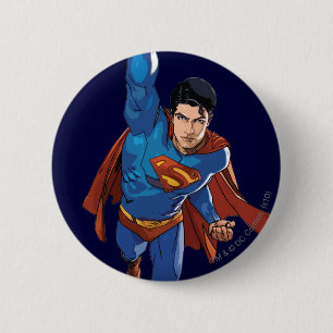 Macaron Rond 5 Cm Superman Flying Forward