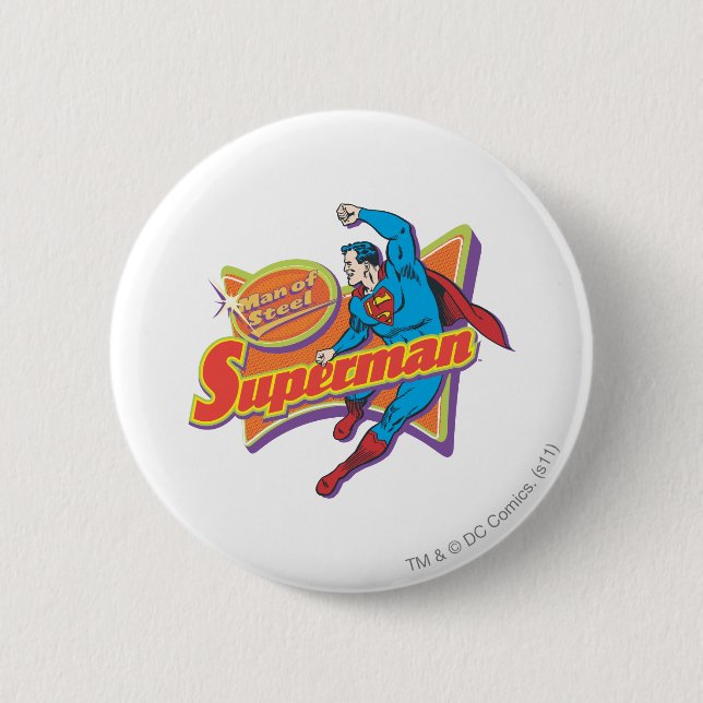Macaron Rond 5 Cm Superman - Homme d'acier (Devant)