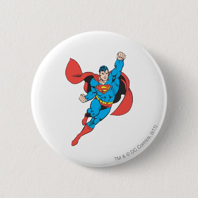 Macaron Rond 5 Cm Superman Poing droit levé (Devant)