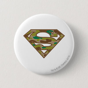 Macaron Rond 5 Cm Superman S-Shield   Logo Camouflage