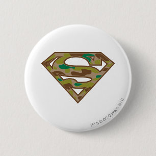 Macaron Rond 5 Cm Superman S-Shield  Logo de camouflage