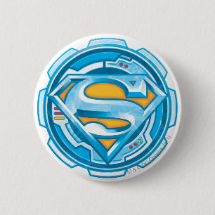 Macaron Rond 5 Cm Superman S-Shield  Logo de l'engrenage