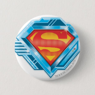 Macaron Rond 5 Cm Superman S-Shield   Logo en métal rouge et bleu