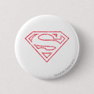 Macaron Rond 5 Cm Superman S-Shield  Logo Plan rouge