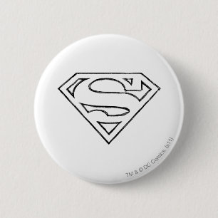 Macaron Rond 5 Cm Superman S-Shield   Logo Simple Black Outline