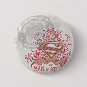 Macaron Rond 5 Cm Superman Stylisé  Dessiné avec le logo de la Cou