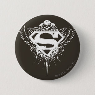 Macaron Rond 5 Cm Superman Stylisé   Logo de l'Arrière - plan Brown 