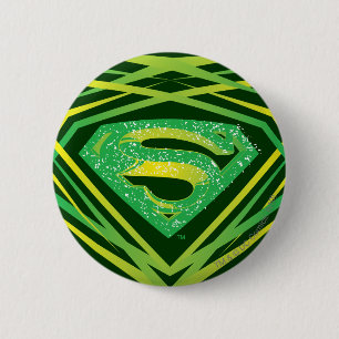 Macaron Rond 5 Cm Superman Stylisé   Logo Décoratif Vert