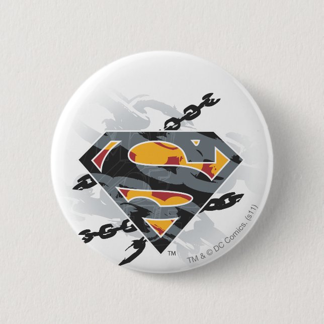 Macaron Rond 5 Cm Superman Stylisé | Logo des chaînes (Devant)