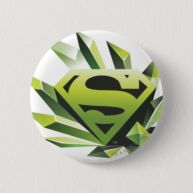 Macaron Rond 5 Cm Superman Stylisé | Logo du Bouclier vert (Devant)