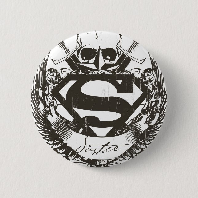 Macaron Rond 5 Cm Superman Stylisé | Logo Justice (Devant)