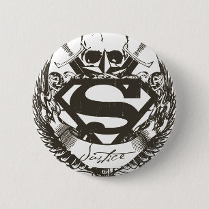 Macaron Rond 5 Cm Superman Stylisé   Logo Justice